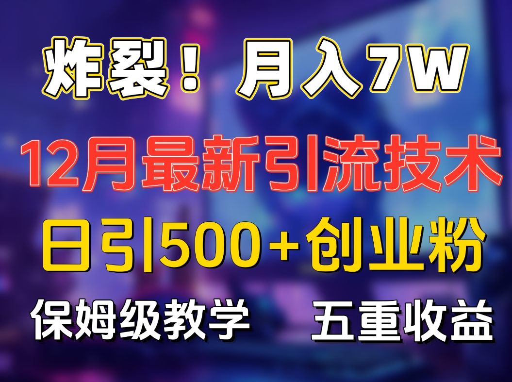 炸裂！月入7W+揭秘12月最新日引流500+精准创业粉，多重收益保姆级教学艺创吧-网创项目资源站-副业项目-创业项目-搞钱项目艺创吧
