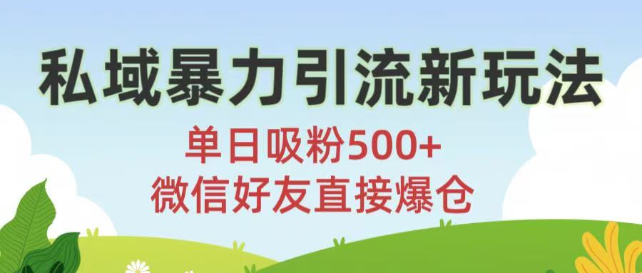 私域暴力引流新玩法!单日吸粉500+，微信好友直接爆仓艺创吧-网创项目资源站-副业项目-创业项目-搞钱项目艺创吧