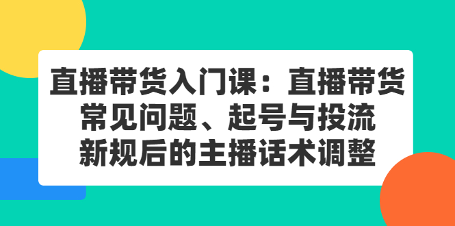 直播带货入门课：直播带货常见问题、起号与投流、新规后的主播话术调整艺创吧-网创项目资源站-副业项目-创业项目-搞钱项目艺创吧