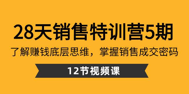 28天·销售特训营5期：了解赚钱底层思维，掌握销售成交密码（12节课）艺创吧-网创项目资源站-副业项目-创业项目-搞钱项目艺创吧