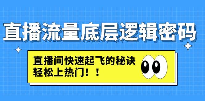 直播流量底层逻辑密码：直播间快速起飞的秘诀，轻松上热门艺创吧-网创项目资源站-副业项目-创业项目-搞钱项目艺创吧