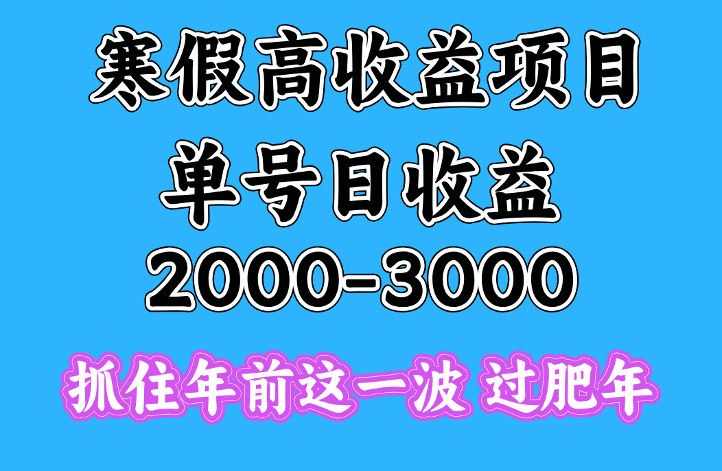 寒假期间一天收益2000-3000+，抓住年前这一波艺创吧-网创项目资源站-副业项目-创业项目-搞钱项目艺创吧