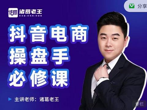 诸葛老王-抖音电商操盘手必修课：顶层设计，​起号破局，爆款运营，数据分析艺创吧-网创项目资源站-副业项目-创业项目-搞钱项目艺创吧