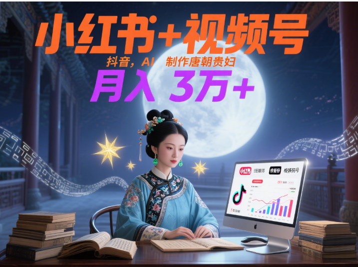 小红书+视频号+抖音,AI轻松制作唐朝贵妇IP,毒鸡汤、励志、减肥瘦身、养生赛道轻松切入,每天30分钟,轻松产出N条,月入3万+ 艺创吧-网创项目资源站-副业项目-创业项目-搞钱项目艺创吧