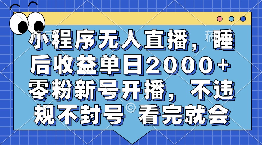 小程序无人直播，睡后收益单日2000+ 零粉新号开播，不违规不封号 看完就会艺创吧-网创项目资源站-副业项目-创业项目-搞钱项目艺创吧