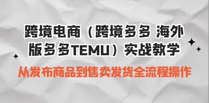 跨境电商（跨境多多 海外版多多TEMU）实操教学 从发布商品到售卖发货全流程艺创吧-网创项目资源站-副业项目-创业项目-搞钱项目艺创吧