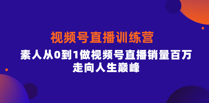视频号直播训练营，素人从0到1做视频号直播销量百万，走向人生巅峰艺创吧-网创项目资源站-副业项目-创业项目-搞钱项目艺创吧