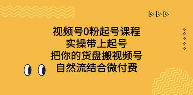 视频号0粉起号课程 实操带上起号 把你的货盘搬视频号 自然流结合微付费艺创吧-网创项目资源站-副业项目-创业项目-搞钱项目艺创吧