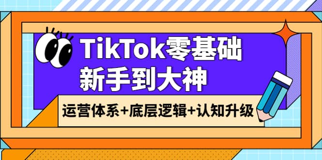 TikTok零基础新手到大神：运营体系+底层逻辑+认知升级（9节系列课）艺创吧-网创项目资源站-副业项目-创业项目-搞钱项目艺创吧