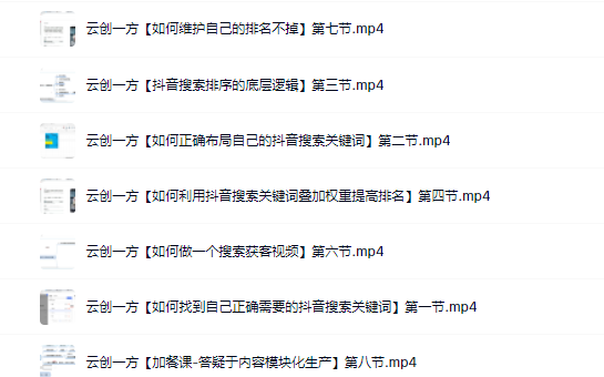 云创一方2022抖音SEO系列课程，教你如何快速上抖音搜索排名第一艺创吧-网创项目资源站-副业项目-创业项目-搞钱项目艺创吧