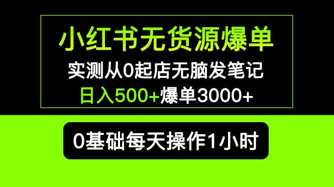 小红书无货源爆单 实测从0起店无脑发笔记爆单3000+长期项目可多店艺创吧-网创项目资源站-副业项目-创业项目-搞钱项目艺创吧