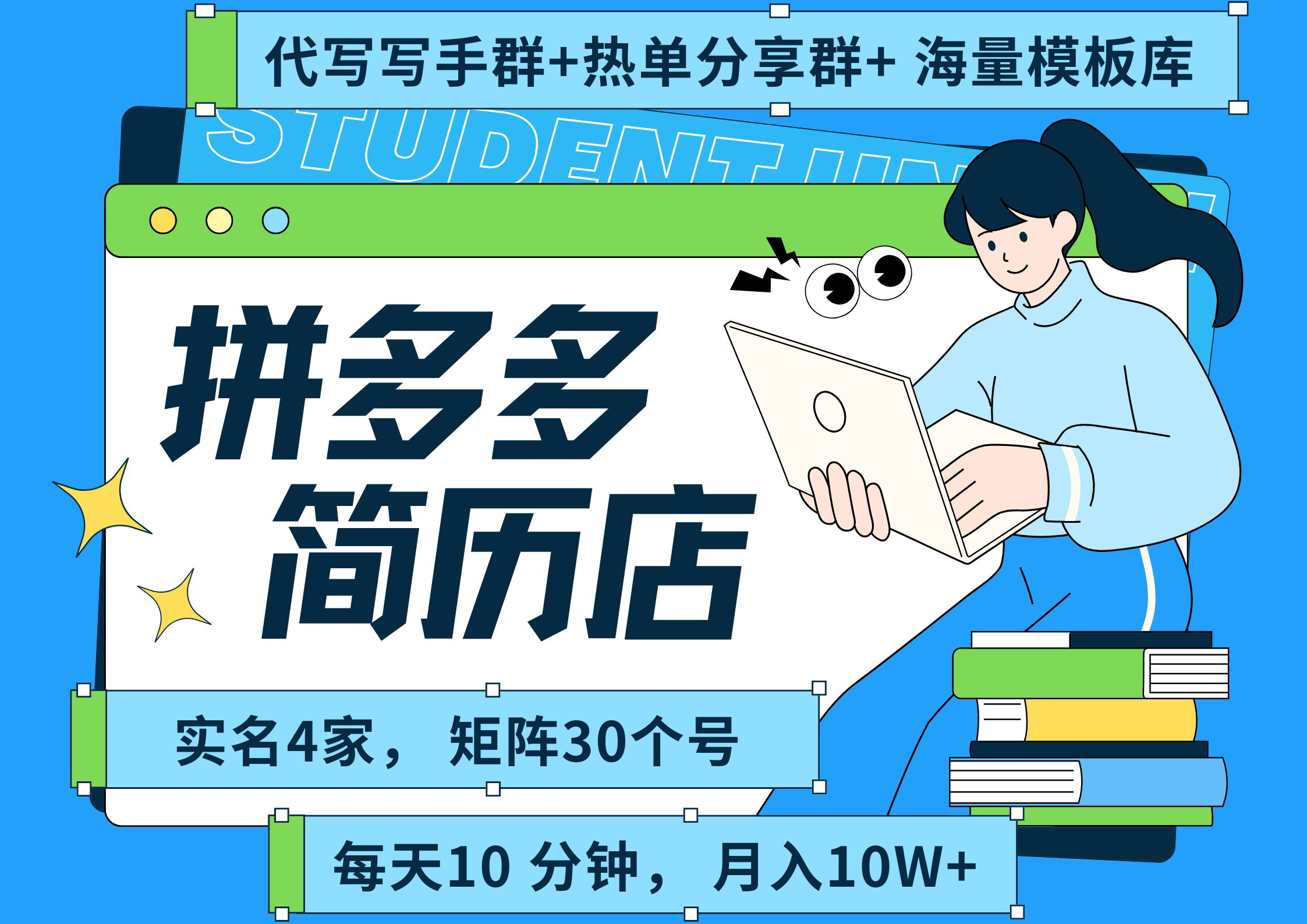 拼多多 虚拟资料 简历 海报代写 全SOP流程 毫无保留分享（含后端资料以及代写渠道）每天十分钟 每人实名四个店  矩阵30个账号  轻轻松松 月入10W艺创吧-网创项目资源站-副业项目-创业项目-搞钱项目艺创吧