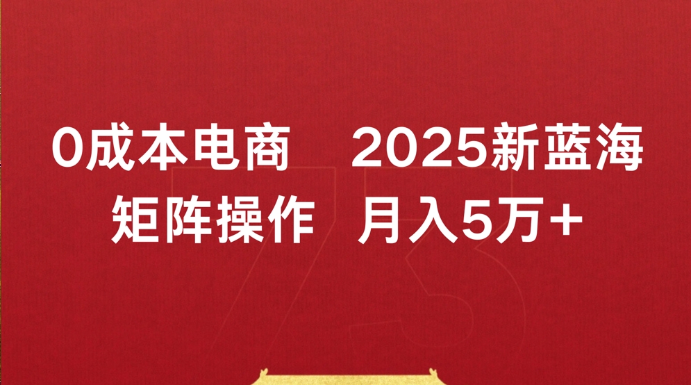 0成本电商2025新蓝海矩阵操作 月入5万+艺创吧-网创项目资源站-副业项目-创业项目-搞钱项目艺创吧