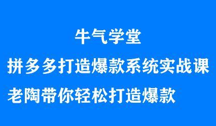 牛气学堂拼多多打造爆款系统实战课，老陶带你轻松打造爆款艺创吧-网创项目资源站-副业项目-创业项目-搞钱项目艺创吧