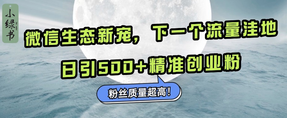 微信生态新宠小绿书:下一个流量洼地,粉丝质量超高,日引500+精准创业粉,艺创吧-网创项目资源站-副业项目-创业项目-搞钱项目艺创吧