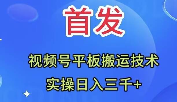 全网首发：视频号平板搬运技术，实操日入三千＋艺创吧-网创项目资源站-副业项目-创业项目-搞钱项目艺创吧