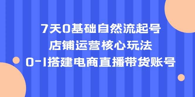 7天0基础自然流起号，店铺运营核心玩法，0-1搭建电商直播带货账号艺创吧-网创项目资源站-副业项目-创业项目-搞钱项目艺创吧