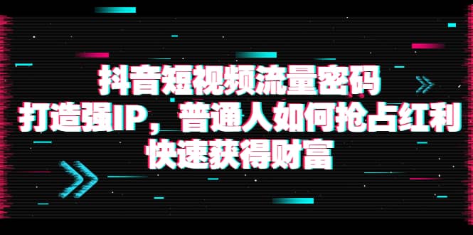 抖音短视频流量密码：打造强IP，普通人如何抢占红利，快速获得财富艺创吧-网创项目资源站-副业项目-创业项目-搞钱项目艺创吧