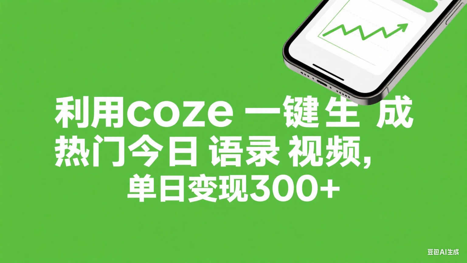 利用coze一键生成热门今日语录视频，单日变现300+艺创吧-网创项目资源站-副业项目-创业项目-搞钱项目艺创吧
