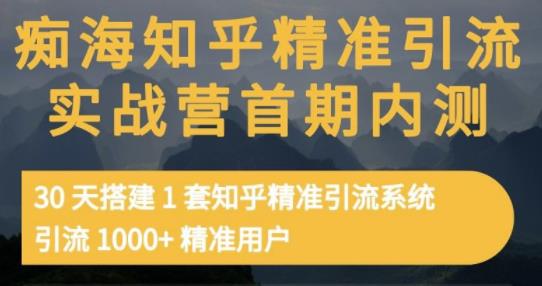 痴海知乎精准引流实战营1-2期，30天搭建1套知乎精准引流系统，引流1000+精准用户艺创吧-网创项目资源站-副业项目-创业项目-搞钱项目艺创吧