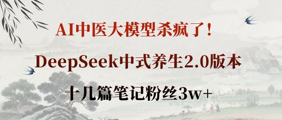 AI中医大模型杀疯了！DeepSeek中式养生2.0版本，十几篇笔记粉丝3w+艺创吧-网创项目资源站-副业项目-创业项目-搞钱项目艺创吧