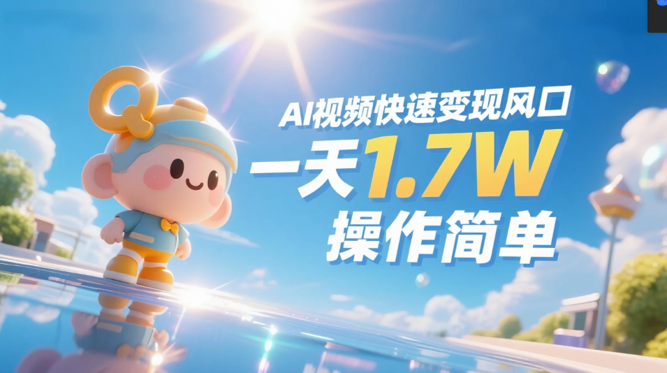 《Ai视频变现风口，一天1.7W，收入无上限，操作简单》艺创吧-网创项目资源站-副业项目-创业项目-搞钱项目艺创吧