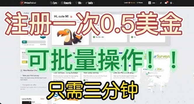 国外项目注册一次0.5美金 只需三分钟无脑操作 可批量放大 小白工作室福利艺创吧-网创项目资源站-副业项目-创业项目-搞钱项目艺创吧