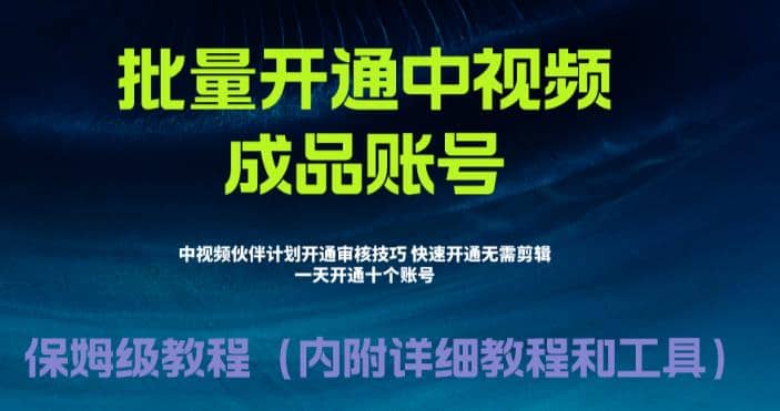 外面收费1980暴力开通中视频计划教程，附 快速通过中视频伙伴计划的办法艺创吧-网创项目资源站-副业项目-创业项目-搞钱项目艺创吧