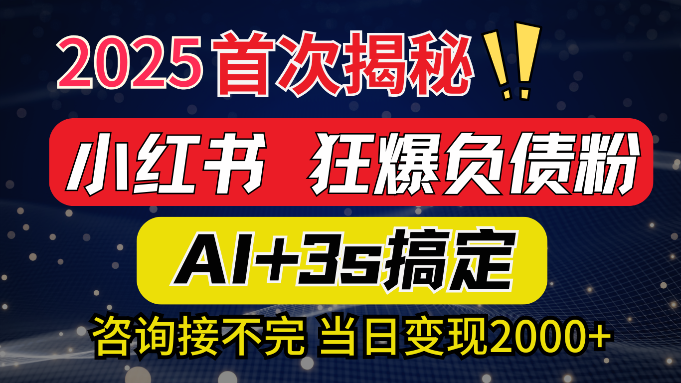2025引流天花板：最新小红书狂暴负债粉思路，咨询接不断，当日入2000+艺创吧-网创项目资源站-副业项目-创业项目-搞钱项目艺创吧