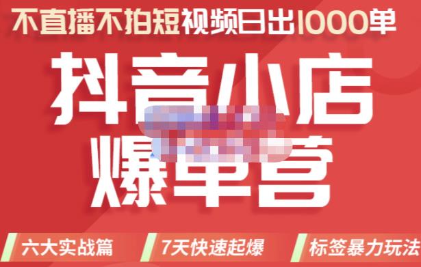 2022年抖音小店爆单营，不直播、不拍短视频、日出1000单，暴力玩法艺创吧-网创项目资源站-副业项目-创业项目-搞钱项目艺创吧