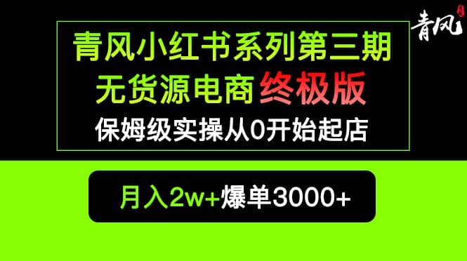 小红书无货源电商爆单终极版【视频教程+实战手册】保姆级实操从0起店爆单艺创吧-网创项目资源站-副业项目-创业项目-搞钱项目艺创吧