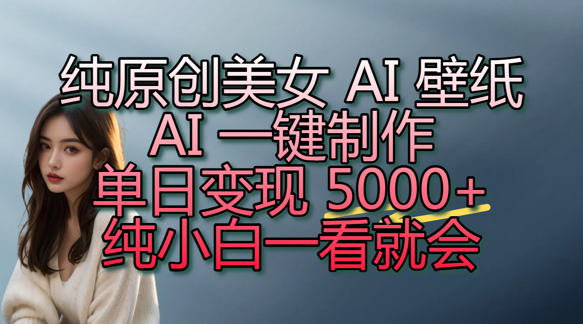 纯原创美女 AI 壁纸玩法，AI 一键制作，单日变现 5000+，纯小白一看就会艺创吧-网创项目资源站-副业项目-创业项目-搞钱项目艺创吧