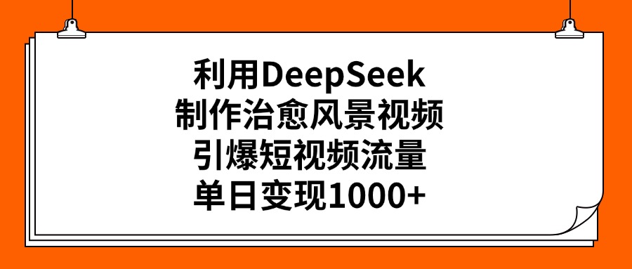 利用DeepSeek，制作治愈风景视频，引爆短视频流量，单日变现1000+艺创吧-网创项目资源站-副业项目-创业项目-搞钱项目艺创吧