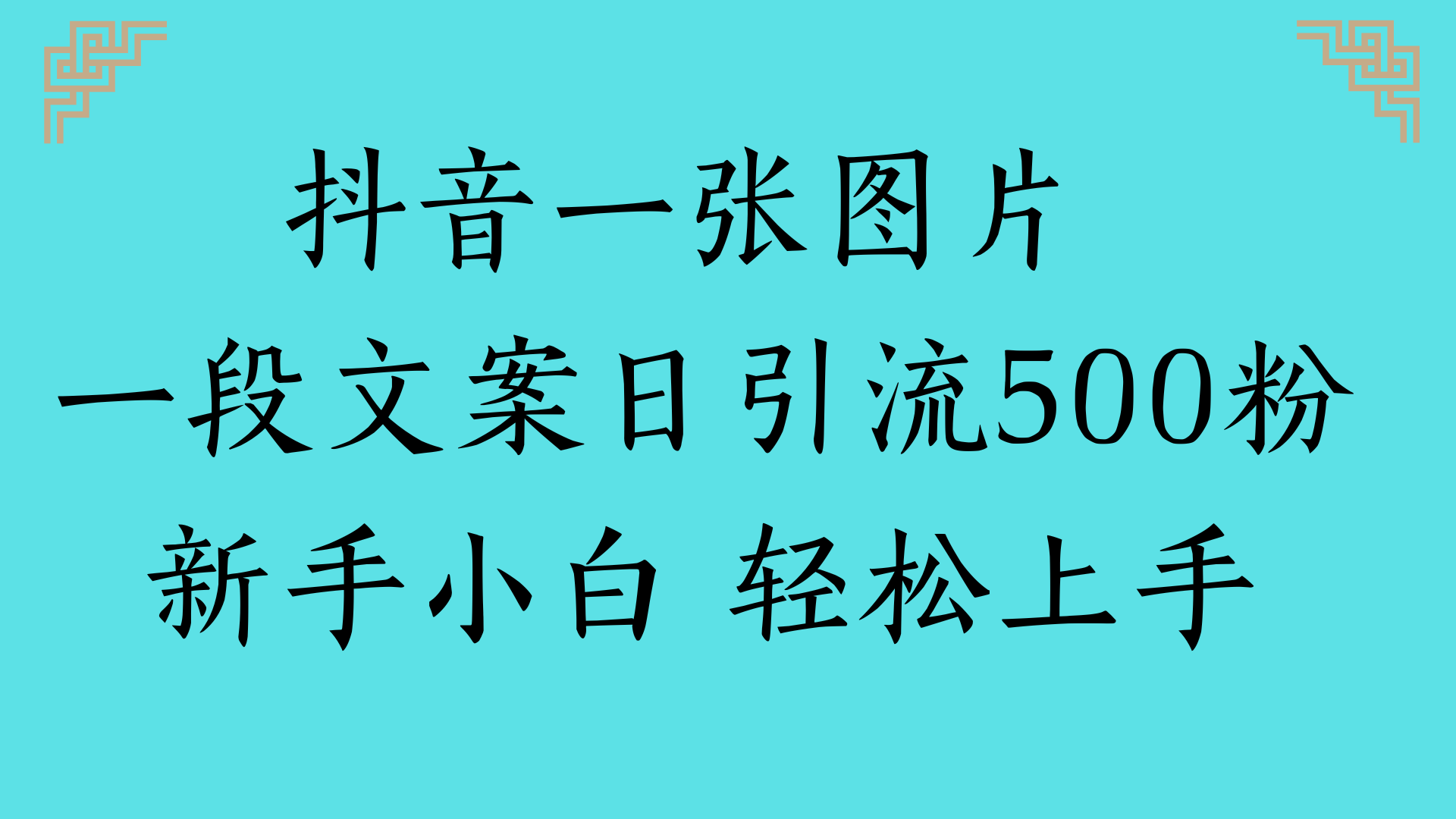 抖音一张图片 一段文案日引流500粉新手小白 轻松上手艺创吧-网创项目资源站-副业项目-创业项目-搞钱项目艺创吧