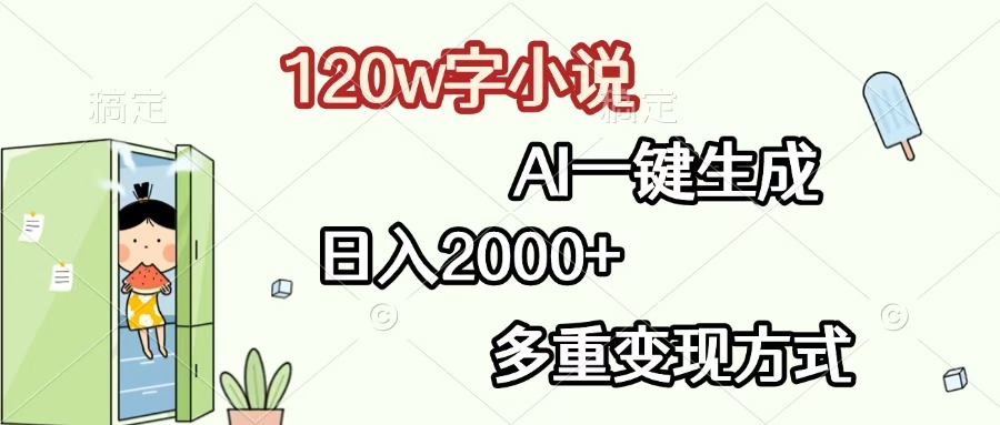 120w字小说，AI一键生成，日入2000+，多重变现方式艺创吧-网创项目资源站-副业项目-创业项目-搞钱项目艺创吧