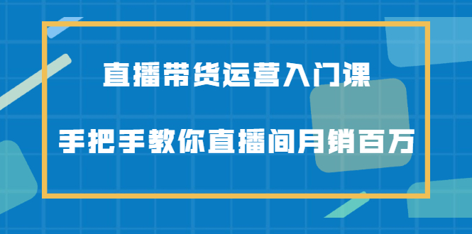 直播带货运营入门课，手把手教你直播间月销百万艺创吧-网创项目资源站-副业项目-创业项目-搞钱项目艺创吧