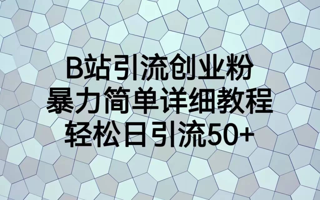 B站引流创业粉，暴力简单详细教程，轻松日引流50+艺创吧-网创项目资源站-副业项目-创业项目-搞钱项目艺创吧