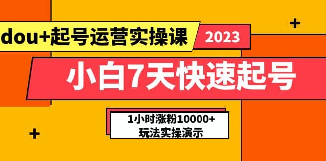 小白7天快速起号：dou+起号运营实操课，实战1小时涨粉10000+玩法演示艺创吧-网创项目资源站-副业项目-创业项目-搞钱项目艺创吧