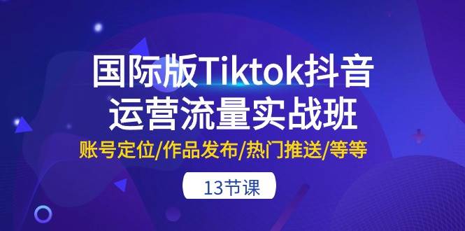 国际版Tiktok抖音运营流量实战班：账号定位/作品发布/热门推送/等等-13节艺创吧-网创项目资源站-副业项目-创业项目-搞钱项目艺创吧
