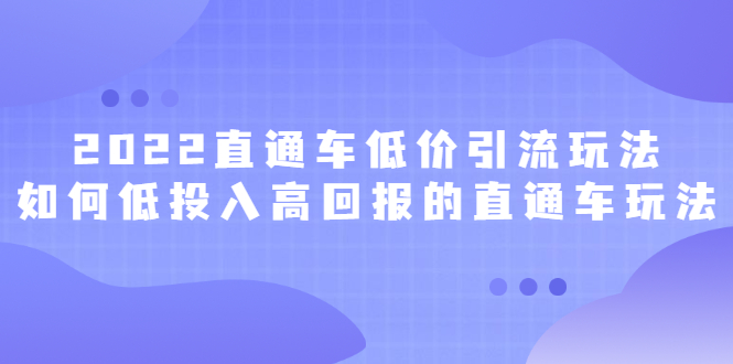 2022直通车低价引流玩法，教大家如何低投入高回报的直通车玩法艺创吧-网创项目资源站-副业项目-创业项目-搞钱项目艺创吧