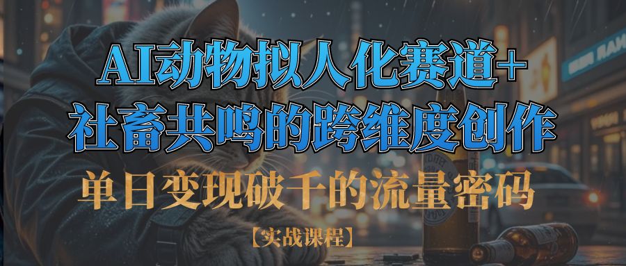 单日变现破千的流量密码,AI动物拟人化赛道+社畜共鸣的跨维度创作艺创吧-网创项目资源站-副业项目-创业项目-搞钱项目艺创吧
