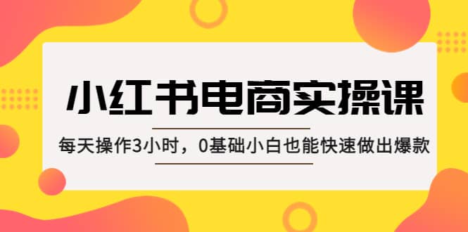 小红书·电商实操课：每天操作3小时，0基础小白也能快速做出爆款艺创吧-网创项目资源站-副业项目-创业项目-搞钱项目艺创吧