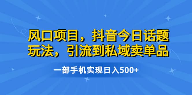 风口项目，抖音今日话题玩法，引流到私域卖单品，一部手机实现日入500+艺创吧-网创项目资源站-副业项目-创业项目-搞钱项目艺创吧