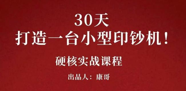 康哥30天打造一台小型印钞机：躺赚30万的项目完整复盘（视频教程）艺创吧-网创项目资源站-副业项目-创业项目-搞钱项目艺创吧