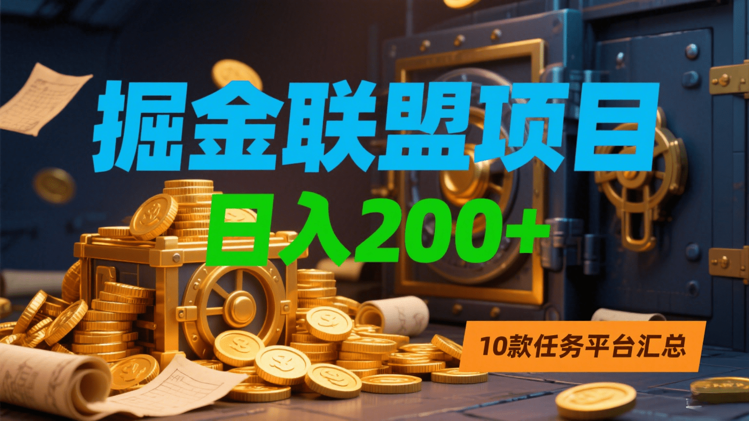 掘金联盟项目，日入200+，10款任务平台汇总艺创吧-网创项目资源站-副业项目-创业项目-搞钱项目艺创吧
