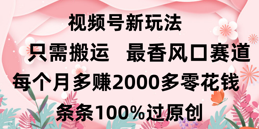 日入2000+,条条100%过原创,视频号最香风口赛道,小白轻松上手艺创吧-网创项目资源站-副业项目-创业项目-搞钱项目艺创吧