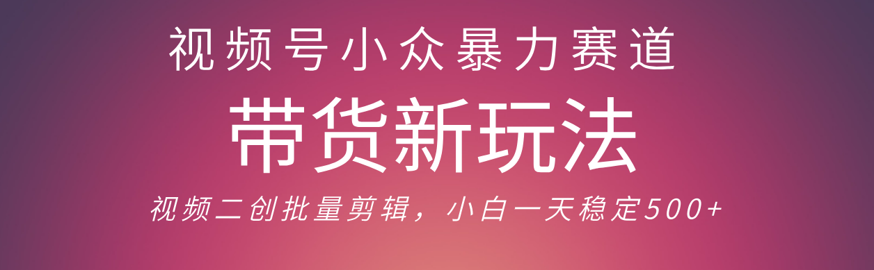 视频号小众暴力赛道，最新带货玩法 小白也能轻松日入500+ 保姆及教程艺创吧-网创项目资源站-副业项目-创业项目-搞钱项目艺创吧