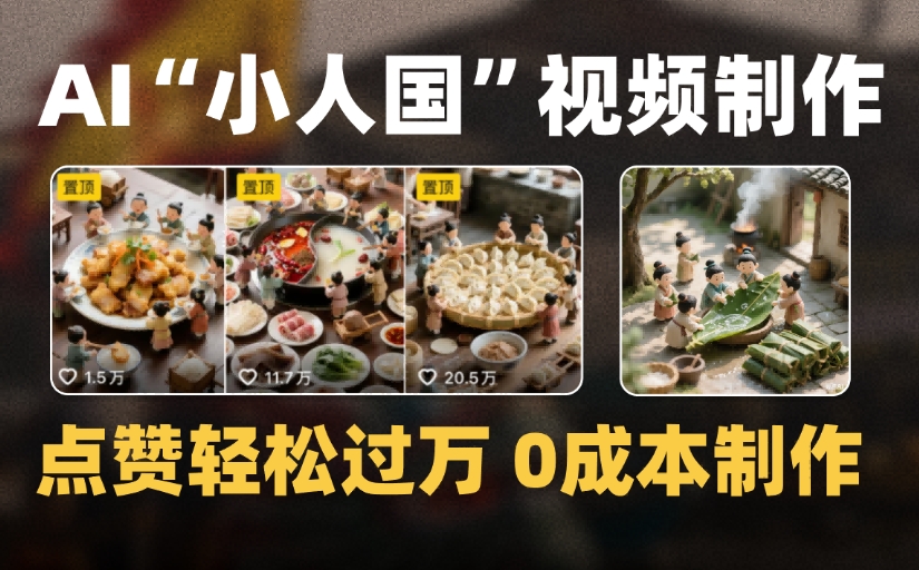 爆款1000W+微缩景观迷你小人国AI视频，0成本制作全流程教学艺创吧-网创项目资源站-副业项目-创业项目-搞钱项目艺创吧