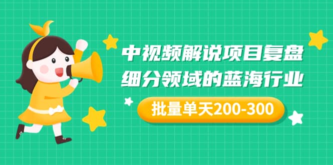 某付费文章：中视频解说项目复盘：细分领域的蓝海行业 批量单天200-300收益艺创吧-网创项目资源站-副业项目-创业项目-搞钱项目艺创吧