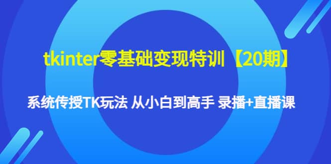 tkinter零基础变现特训【20期】系统传授TK玩法 从小白到高手 录播+直播课艺创吧-网创项目资源站-副业项目-创业项目-搞钱项目艺创吧